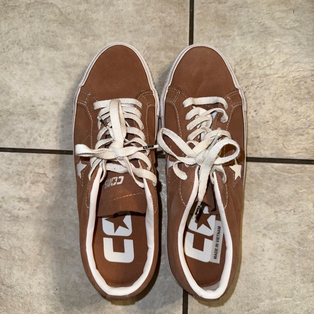 Converse Brown and White Low-Top Sneakers